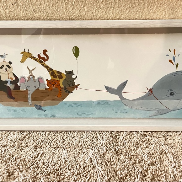 EYRE TARNEY FRAMED ANIMAL BOAT PAINTING - Picture 3 of 7